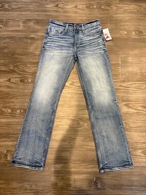 BKE Men's Light Blue Straight Jeans - Faded Denim